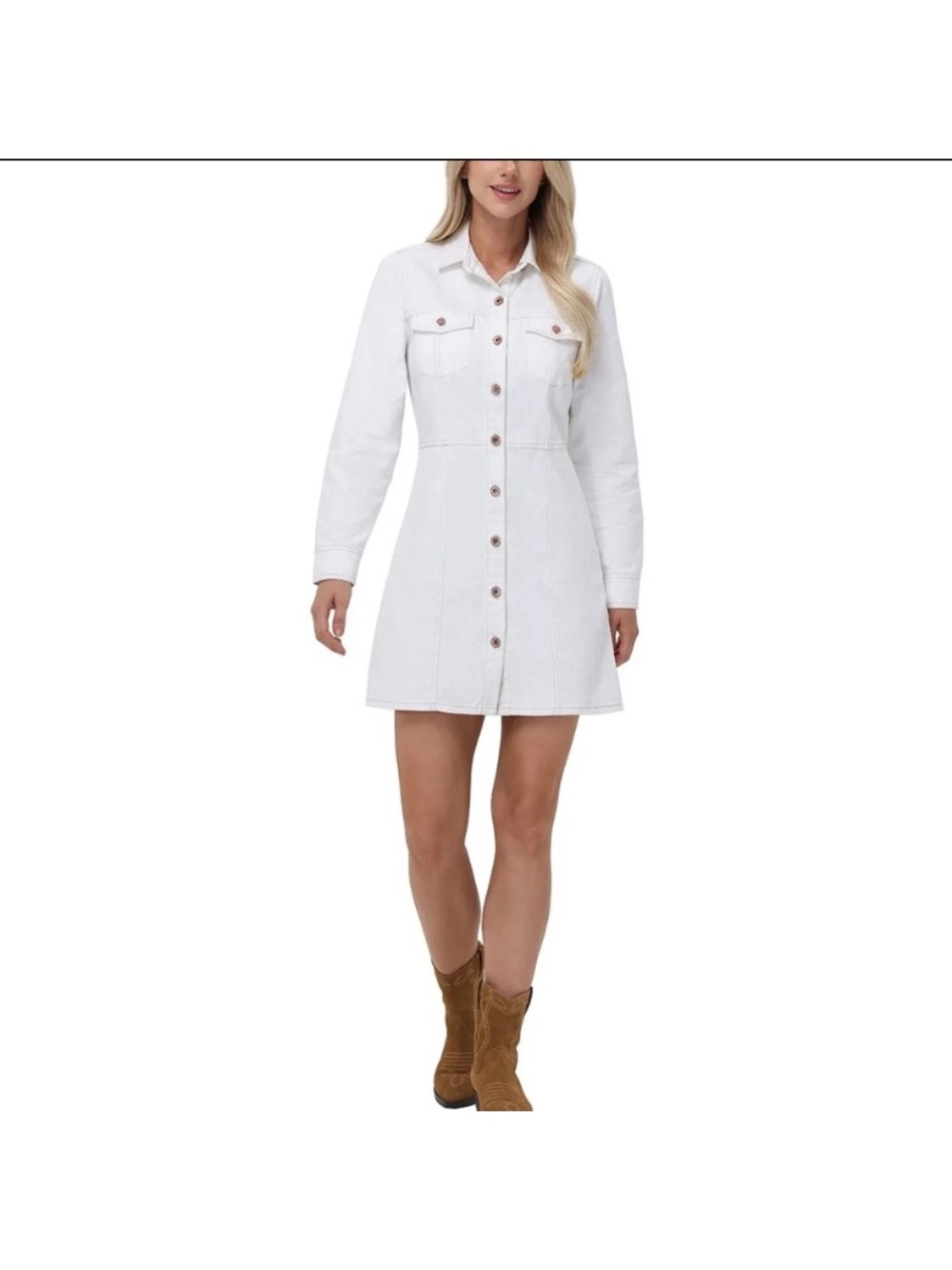 Frye off white  Jean Button-Front Mini Shirt Dress
